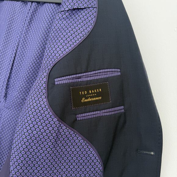 Ted Baker Endurance Suit Mens 40R Blue 100% Wool Jones Professional 32x30 Pants - Picture 5 of 16